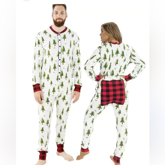 4 LAZY ONE EVERGREEN PLAID FLAPJACKS,Set of 4 adult onesies and one dog onesie! - Picture 2 of 12